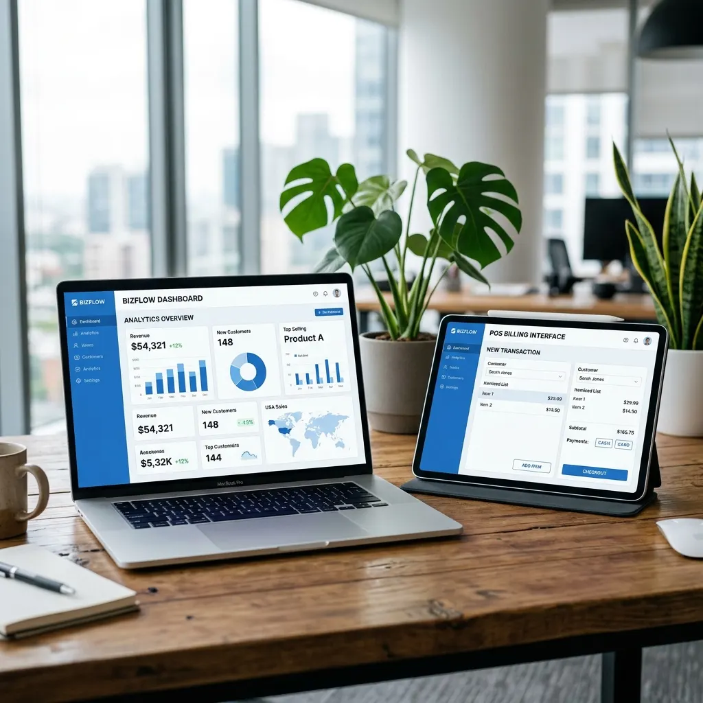 Professional POS billing software and retail inventory management system dashboard